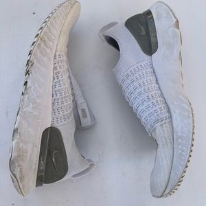 Nike  womens running  shoes size 8.5 white and gray gently used just wash